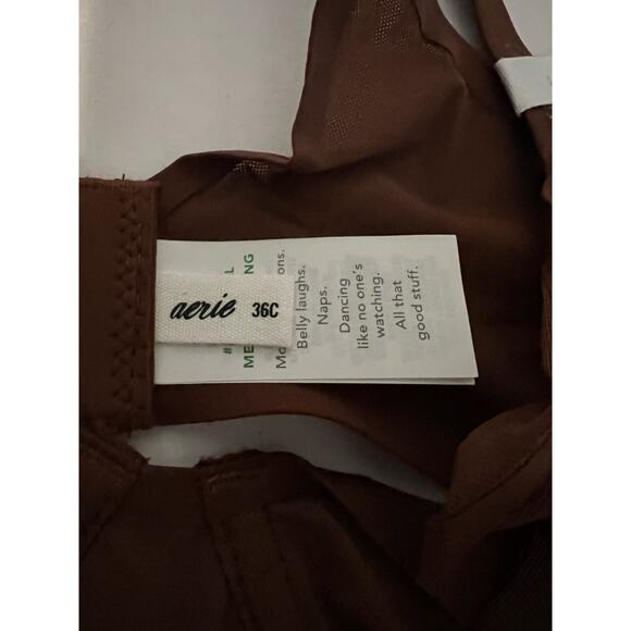 NWT Aerie Women's Smoothez Mesh Unlined Balconette Bra Breathable Brown Size 36C - Picture 8 of 9